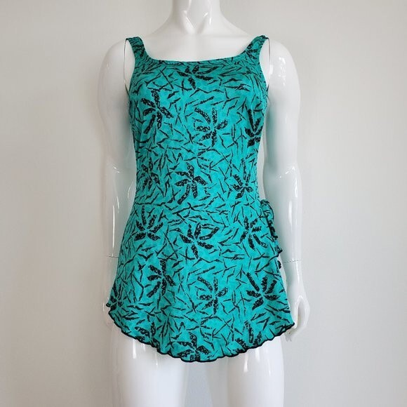 Vintage 70's Maxine Of Hollywood Teal Bullet Bra Swimsuit - Picture 3 of 10